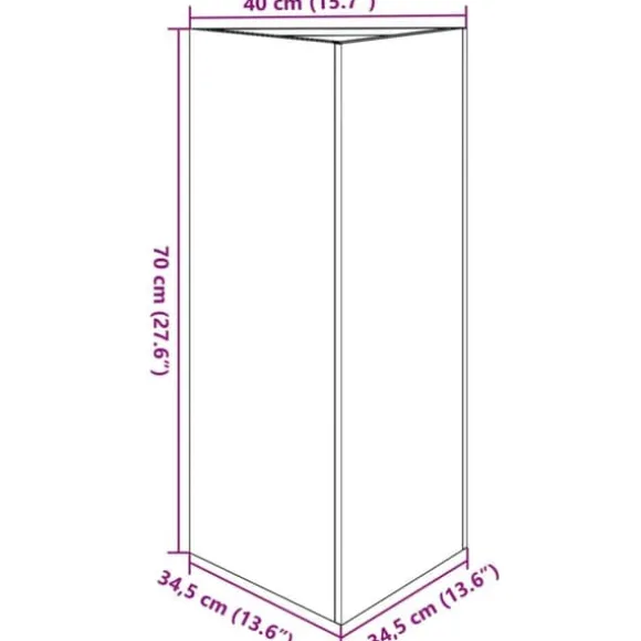 Trekantet plantekrukke i rustfrit stål - 40x34,5x70 cm | Farve: Stålgrå