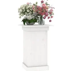 Trendy blomsterstander i massivt fyrretræ | Størrelse: 40x40x60 cm | Farve: Hvid