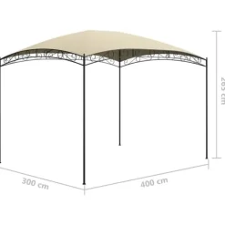 Trendy pavillon 3x4 m - Solid stålkonstruktion | Farve: Creme | Størrelse: 3x4x2,65 m