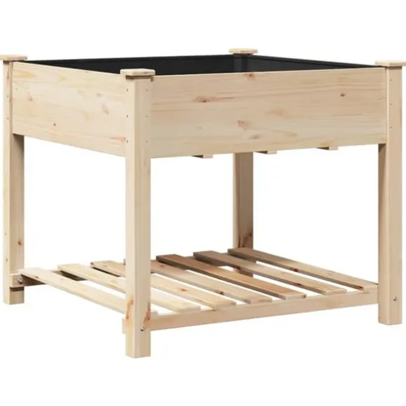 Træ-haveskuffe med hylde - Havekrukke | Farve: Beige | Størrelse: 90x90x76.5 cm