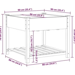 Træ-haveskuffe med hylde - Havekrukke | Farve: Beige | Størrelse: 90x90x76.5 cm