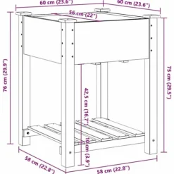 Træholdig havekasse med hylde - Blomsterkrukke | Farve: Beige | Størrelse: 60.5x60x76.5 cm