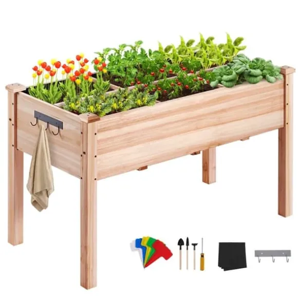 Træhævet Haveseng & Plantekasse 47,2x22,8x30 cm - Perfekt til blomster og grøntsager. Ideel til udearealer og havearbejde.