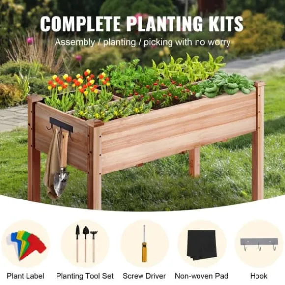 Træhævet Haveseng & Plantekasse 47,2x22,8x30 cm - Perfekt til blomster og grøntsager. Ideel til udearealer og havearbejde.