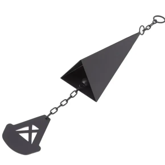 Triangulära Wind Chimes Courtyard Bell Pendel Heminredning Iron Black med hängande ring för trädgård