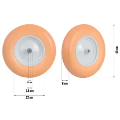 Trillebørhjul tubeless 4,00-8 - diameter 40 cm - Orange/Hvid