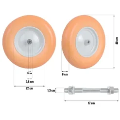 Trillebørhjul tubeless 4,00-8 - diameter 40 cm - Orange/Hvid