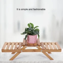 Træstående Sammenklappelig 2-lags Potteplante Blomsterhylde Opbevaringsstativ Have