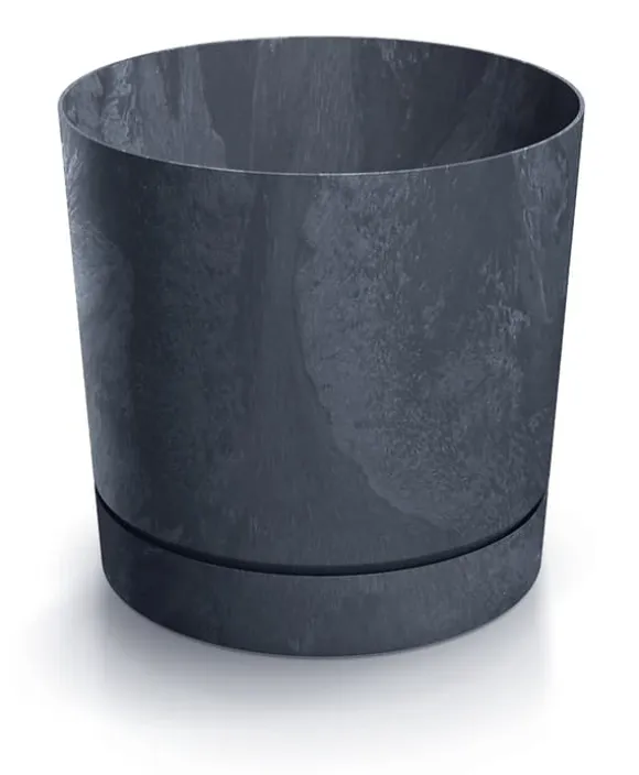 Tubo P Beton Effect 240E rund urtepotte med underkop | Antracit