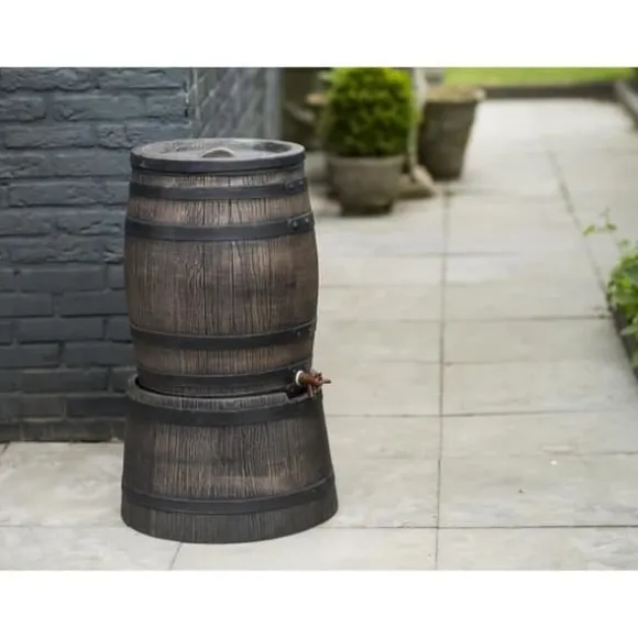 Tunnformad vattenuppsamlarbas - NATURE - 50 liter - Brun rotationsgjuten PE