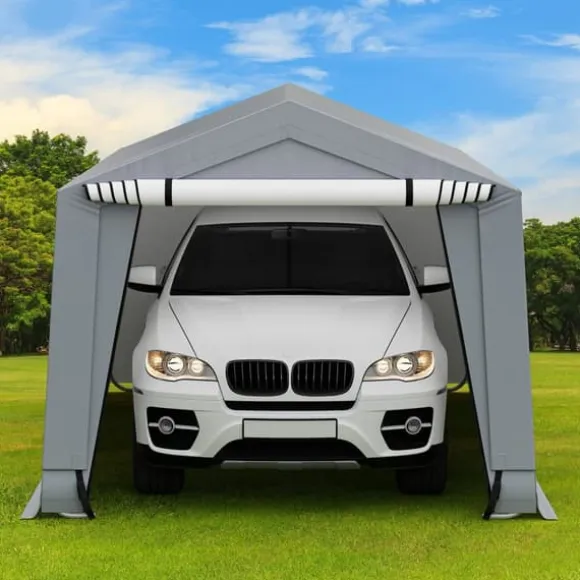 Udendørs carport, 10x16x8,1 ft, grå