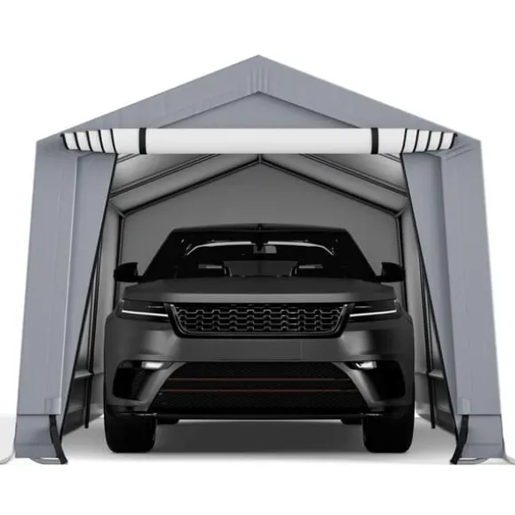 Udendørs carport, 10x16x8,1 ft, grå