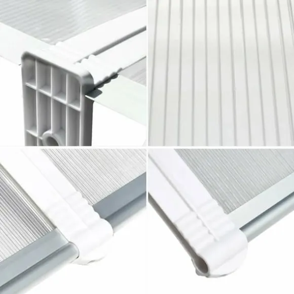 Udendørs dør- og vinduesoverdækning - Markise & overdækning - 270 x 98,5 cm - Polycarbonat kanalplader - UV- og regnbeskyttelse - Aluminiumsramme