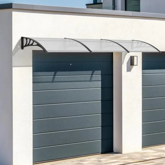 Udendørs dør- og vinduesoverdækning - Markise & overdækning - 270 x 98,5 cm - Polycarbonat kanalplader - UV- og regnbeskyttelse - Aluminiumsramme