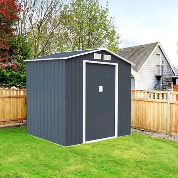 Udendørs haveopbevaringsskur, 7,0' x 4,2' x 6,1', Grå