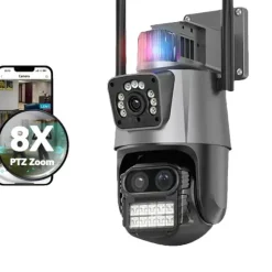 Udendørs Kamera, 6K Opløsning, IP66 Vandtæt,EU Stik, 12MP WIFI PTZ Kamera