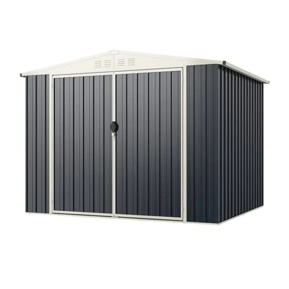 Udendørs opbevarcmgsskur, 19×16 cm, grå - materiale: galvaniseret farvestål
