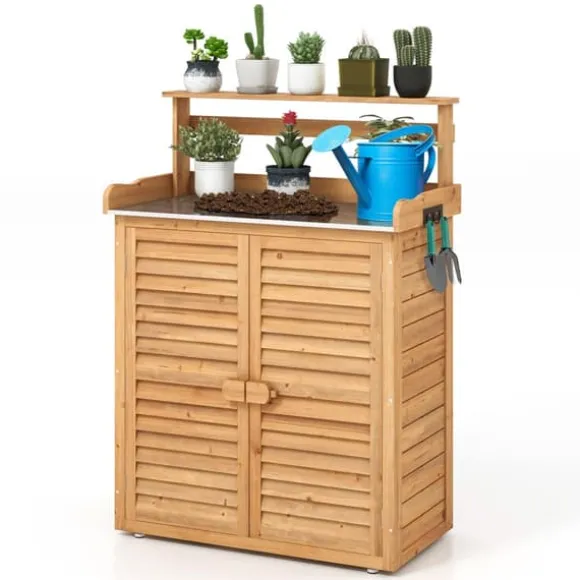 Udendørs plantebord arbejdsstation, 86x46x119 cm, Naturfarvet