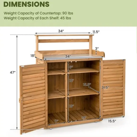Udendørs plantebord arbejdsstation, 86x46x119 cm, Naturfarvet
