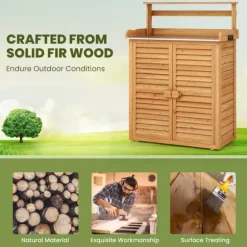 Udendørs plantebord arbejdsstation, 86x46x119 cm, Naturfarvet