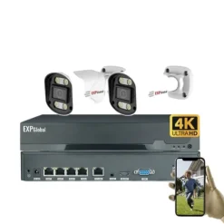 Udendørs sikkerhedskamerasystem, 5MP opløsning, smart farve natvision, kanal,1T, 1x4CH 2x5MP Kamera