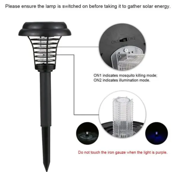 Udendørs Solar Mosquito Killer Lampe Elektrisk Bug Zapper Vandtæt Insektfælde Anti Myg Lys Haveplæne Myggefælde