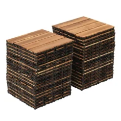 Udendørs terrassefliser - Klikbare træfliser 30x30 cm - 36 stk. - Dækker 3,24 m² - Vandtæt - Tykkelse 2 cm - Til terrasse/balkon - Brun