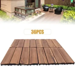Udendørs terrassefliser - Klikbare træfliser 30x30 cm - 36 stk. - Dækker 3,24 m² - Vandtæt - Tykkelse 2 cm - Til terrasse/balkon - Brun