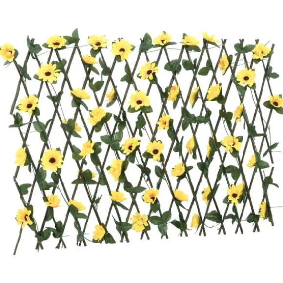 Udvideligt espalier med kunstig vedbend - Hegn til privatliv | Størrelse: 180x60 cm | Farve: Gul