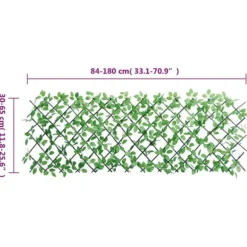 Udvideligt espalier med kunstig vedbend - Privatlivshegn | Størrelse: 180x65 cm | Farve: Grøn