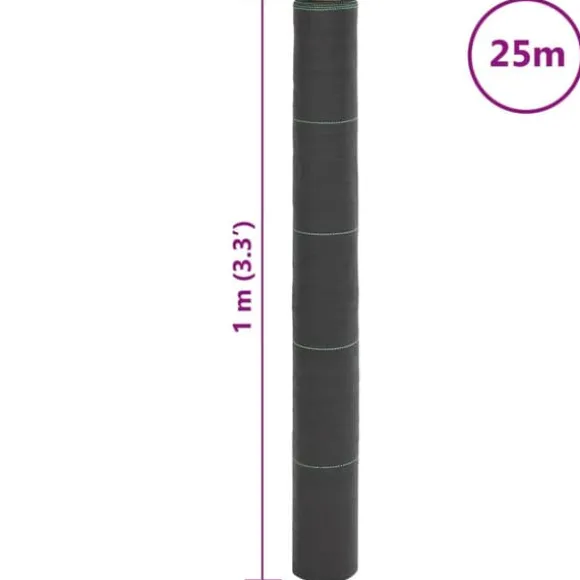 Ukrudtsdug 1x25 m - Effektiv ukrudtskontrol | Farve: Sort | Størrelse: 1x25 m