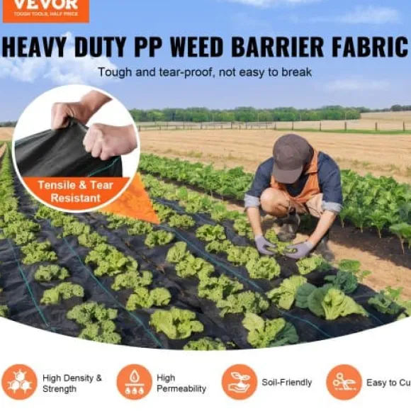 Ukrudtsdug, 3,96x32,92 m, Sort, Polypropylen