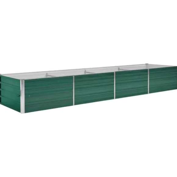 Upphöjd odlingslåda i galvaniserat stål - Trädgårdsbänk | Färg: Grön | Storlek: 320x80x45 cm