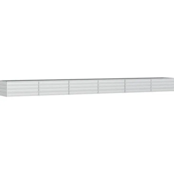 Upphöjd odlingslåda i galvaniserat stål - Trädgårdsbädd | Färg: Silver | Storlek: 600x80x45 cm