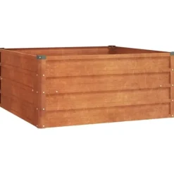 Upphöjd odlingslåda i rosttrögt stål - Hållbar trädgårdslösning | Storlek: 100x100x45 cm | Färg: Brunt