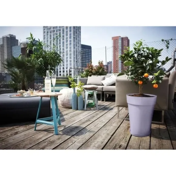 Urtepotte - Elho - Loft Urban Rund - Højde 35 - Lilla - L 34 x B 33,5 x H 45 cm - Udendørs - 100% genbrugt