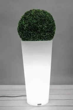 Urtepotte med LED-belysning 80 cm høj – hvid