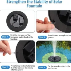 Vand Springvand Soldrevet 13cm Solar Springvand Vandfontæne Udendørs Sort