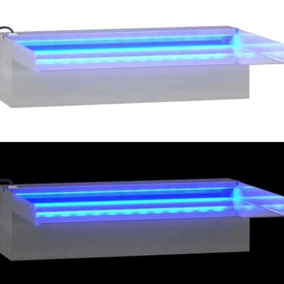 Vandfald med LED RGB-farver i rustfrit stål - Dekorativ havedam | Størrelse: 30 cm