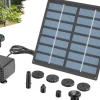 Vandfontæne med solceller og 6 sprinklerhoveder Dyser-Solar springvandspumpe