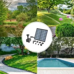 Vandfontæne med solceller og 6 sprinklerhoveder Dyser-Solar springvandspumpe