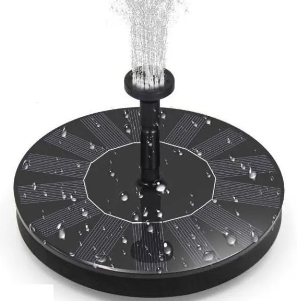 Vandfontæne solcelledrevet 16 cm Sort
