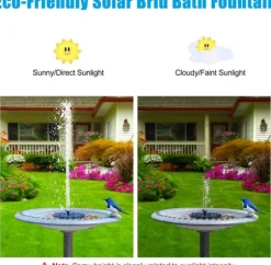 Vandfontæne soldrevet 18 cm med farverig LED-belysning