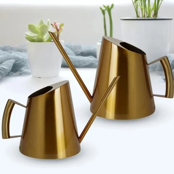 Vandkande - Lille blomsterkande - Rustfrit stål 201 - Lang tud - 900 ml - Moderne design - Lakeret overflade - Guld