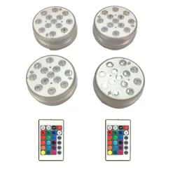 Vandtætte RGB LED poollamper 4-pak med fjernbetjening