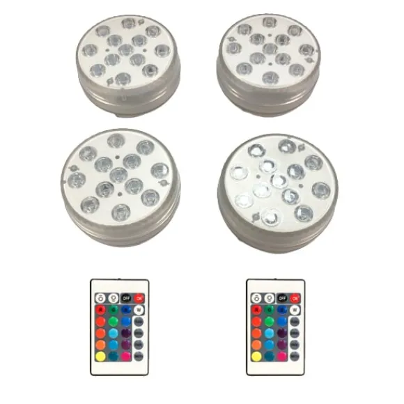 Vandtætte RGB LED poollamper 4-pak med fjernbetjening