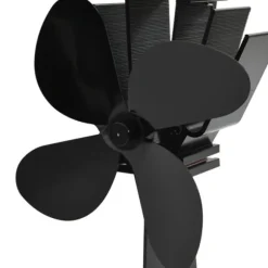 Varmedrevet ovnventilator - Lydløs 4-blads ventilator | Farve: Sort