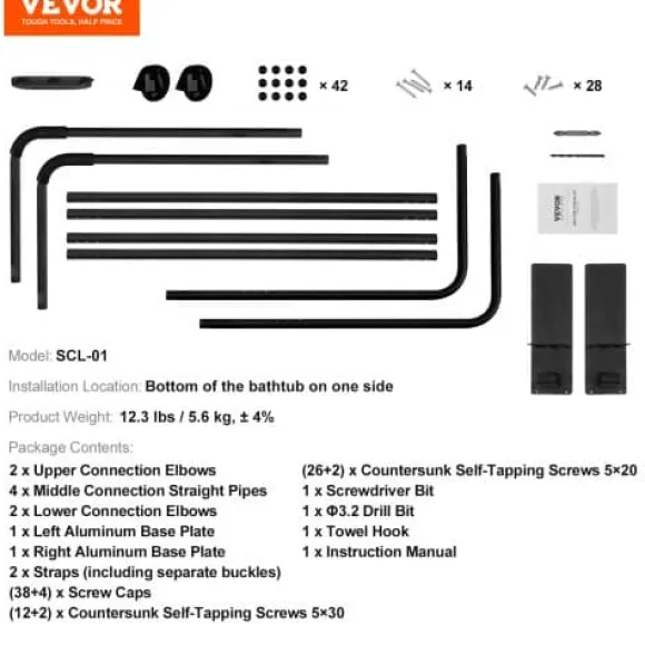 Varmtvandskar Coverløfter, Justerbar, 80x160x125 cm, Sort, Aluminium