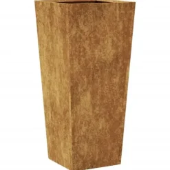 Vejrbestandig havekrukke i stål - Plantekasse | Størrelse: 35x35x75 cm | Farve: Brun