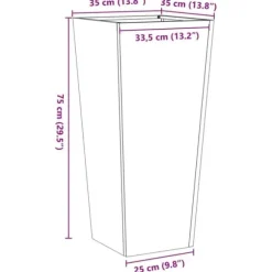 Vejrbestandig havekrukke i stål - Plantekasse | Størrelse: 35x35x75 cm | Farve: Brun